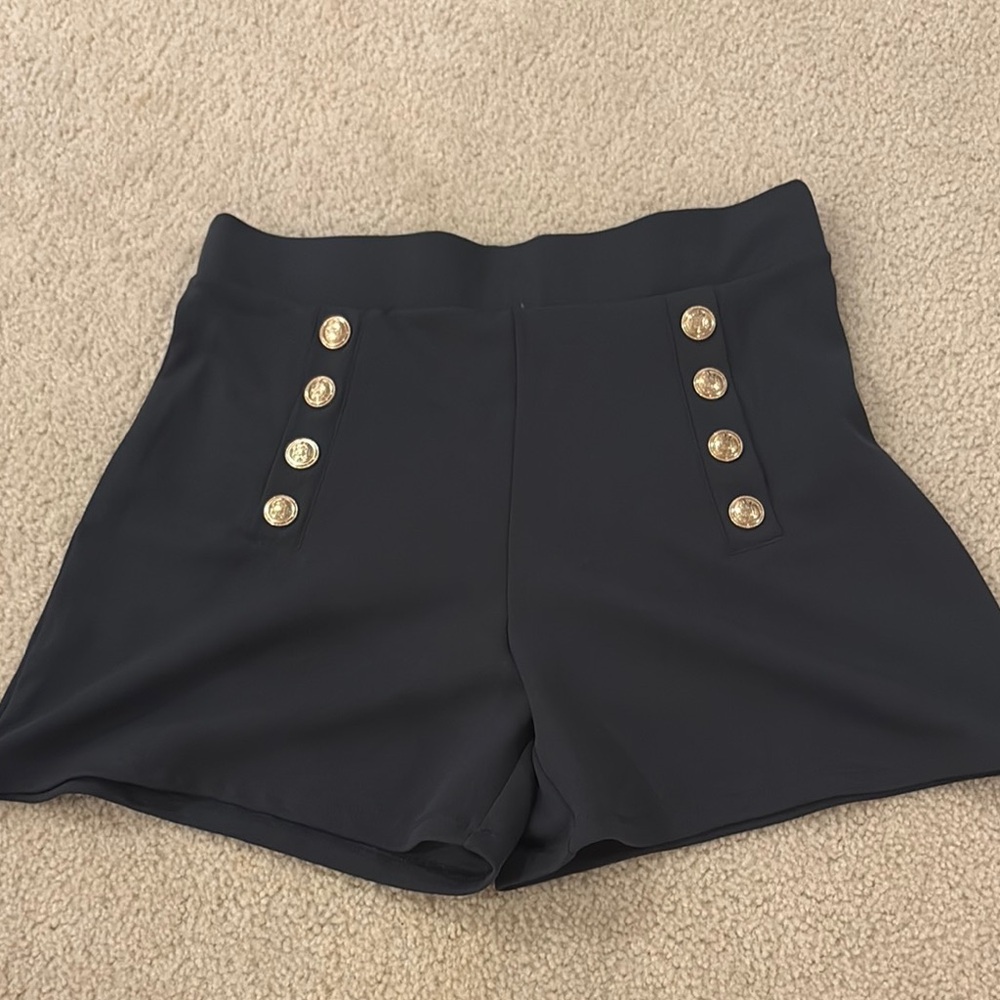 Zara Black and Gold High Waist Shorts